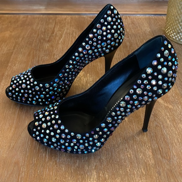 Giuseppe Zanotti Strass Peep-Toe Heels - Size 37 - Picture 2 of 10